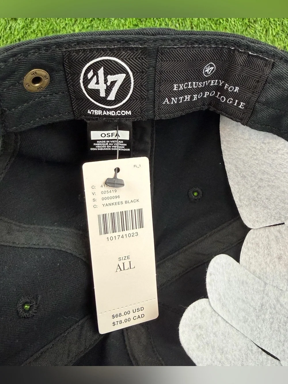 ‘47 Brand Anthropologie New York Yankees Floral Logo Black Baseball Hat Cap OSFM